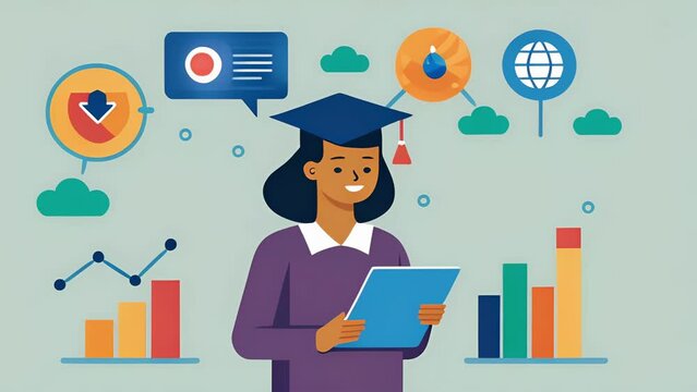 A teacher uses data from classroom observations student assessments and attendance records to identify potential dropouts and provide targeted support leading to increased. 2d flat cartoon