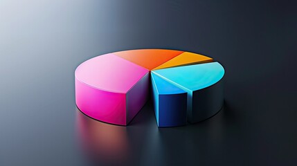Obraz premium pie chart with gradient colors, displaying quantities, on a dark surface.