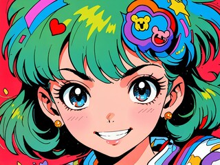 Anime girl wearing traditional clothing, with a beautiful flower in her hair, showcasing a blend of culture and style.