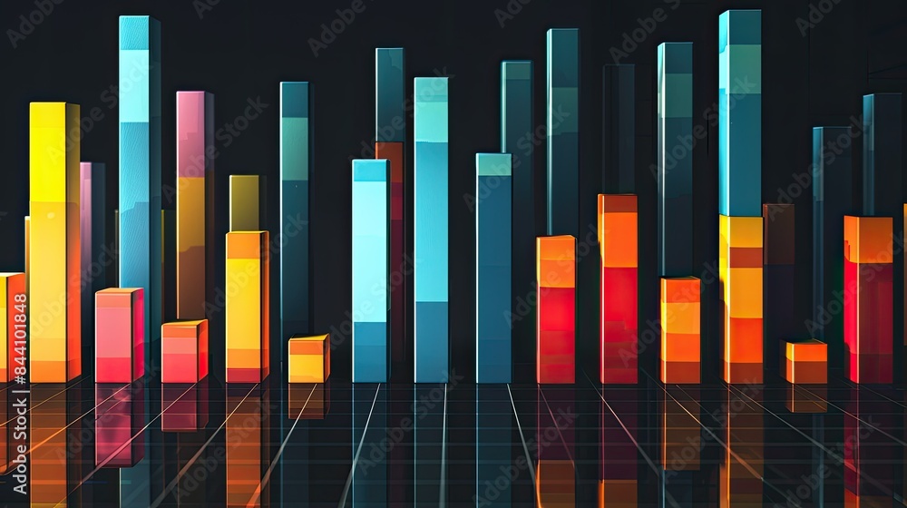 Aufkleber creative excel bar graph design, showcasing market analysis data with contrasting colors.