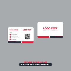 Modern Vector Creative and Clean Business Card QR code Template , Double-sided Business Card design. Red and white background. Flat Design Vector Illustration.