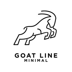 Goat black line logo icon design illustration