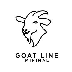 Goat black line logo icon design illustration