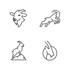 Goat black line logo icon design illustration