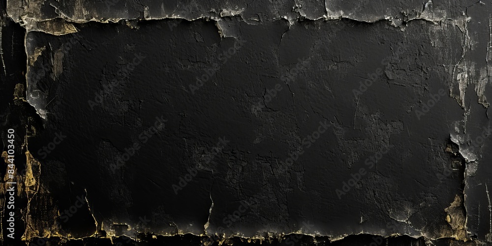 Wall mural frame made of peeled off color - grunge aged old weathered scratched black anthracite concrete cemen