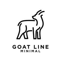 Goat black line logo icon design illustration