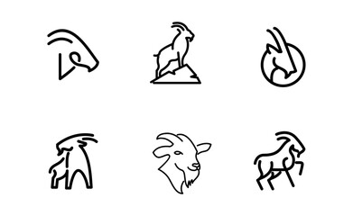 Goat black line logo icon design illustration
