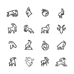 Goat black line logo icon design illustration
