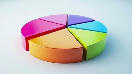 Obraz premium Modern pie chart with colorful sections, representing different quantities, on a light background.