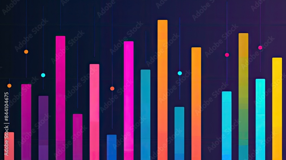Poster professional bar graph in excel, highlighting market trends with distinct color sections.