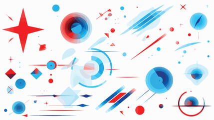 Geometric abstract blue and red shapes. Collection