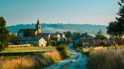 Obraz premium Village dans la campagne