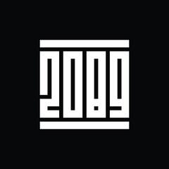 Obraz premium 2089 happy new year logo text vector, white on black background 