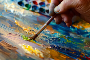 Close-up of a Painter at Work A close-up photo