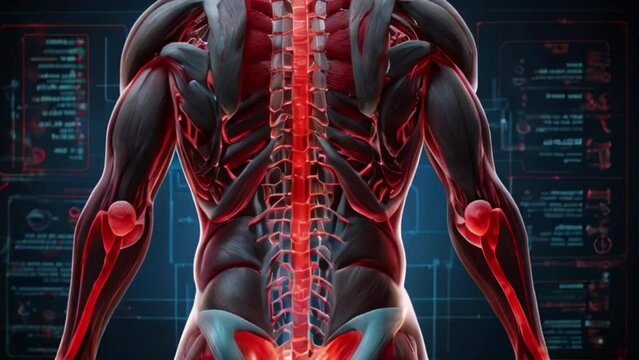 3d rendered illustration of a body, human body illustrative anatomy, anatomy of human back and backbone Generative AI