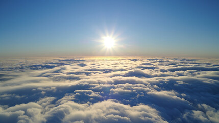 Sunrise Above Clouds with Blue Sky

