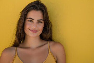 Fototapeta premium A close up portrait of a young woman with a subtle smile