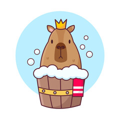 Cute cartoon illustration of a capybara. Print on clothes, children's stickers, character design. Vector illustration