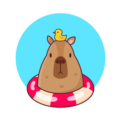 Cute cartoon illustration of a capybara. Print on clothes, children's stickers, character design. Vector illustration