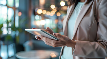 Businesswoman using tablet in modern office

