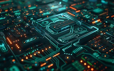 Obraz premium Cybersecurity network interface with intricate pathways