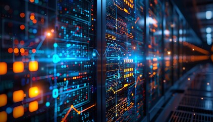 Obraz premium High-tech cybersecurity interface displaying network details