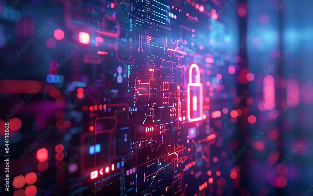 Fototapete secure screen focus on two-factor authentication details