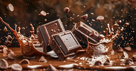 Delicious chocolate with splashes for World Chocolate Day celebration.