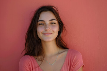 Fototapeta premium A close up portrait of a young woman with a subtle smile