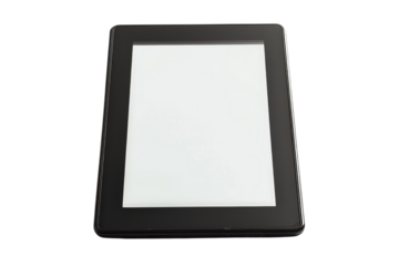 Black E-reader with blank screen isolated on white background