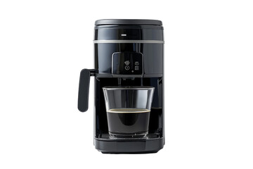 Black Coffee Machine Brewing a Cup of Coffee