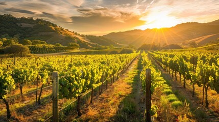 Naklejka premium sunset over the mountains