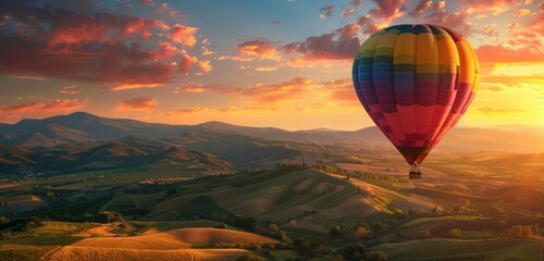 Obraz premium hot air balloon over region country