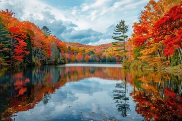 autumn landscape with lake and trees
