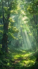 Fototapeta premium sun rays in the forest