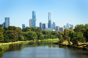 Fototapeta premium Melbourne, Victoria, Australia, by the banks of the Yarra River