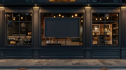 Mockup outdoor wall store shop sign