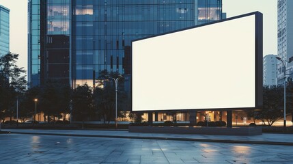 Obraz premium A big digital screen for outdoor media with a blank advertising mockup in an urban city