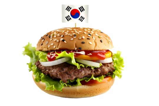 a fast food with little south korea flag on the top, PNG image, isolated