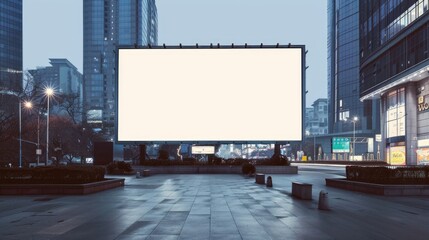 A big digital screen for outdoor media with a blank advertising mockup in an urban city