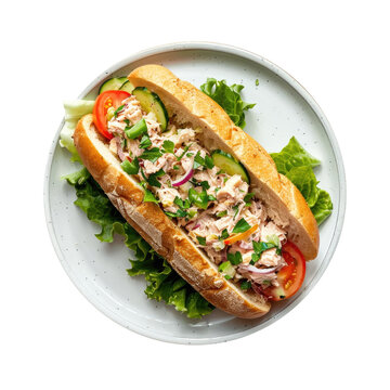 Tuna Submarine Sandwich  Isolated on a Transparent Background