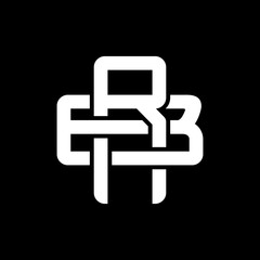 Initial letters B and R, BR, RB, logo, overlapping, monogram, white color on black background	