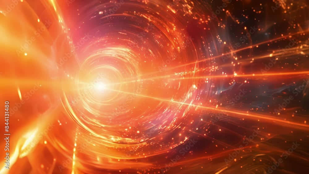 Poster a tunnel of light and sound mimicking the disorienting sensation of crossing the boundary between tw