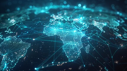 Digital map of the world with network connections