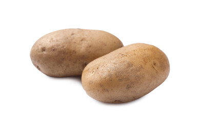 Tasty young boiled potatoes isolated on white