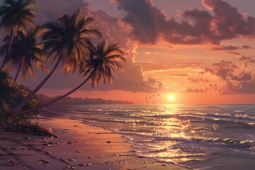 sunset over the beach