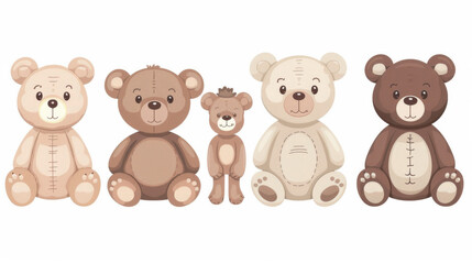 Fototapeta premium Adorable set of cartoon bear dolls for babies and children