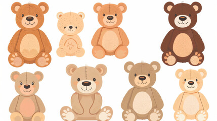 Obraz premium Adorable set of cartoon bear dolls for babies and children