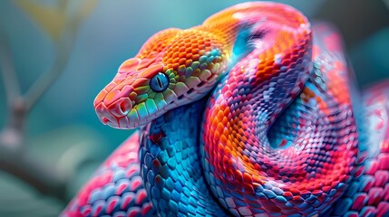 close up of colorful a snake