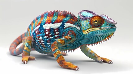 Obraz premium adorable chameleon isolated on white background